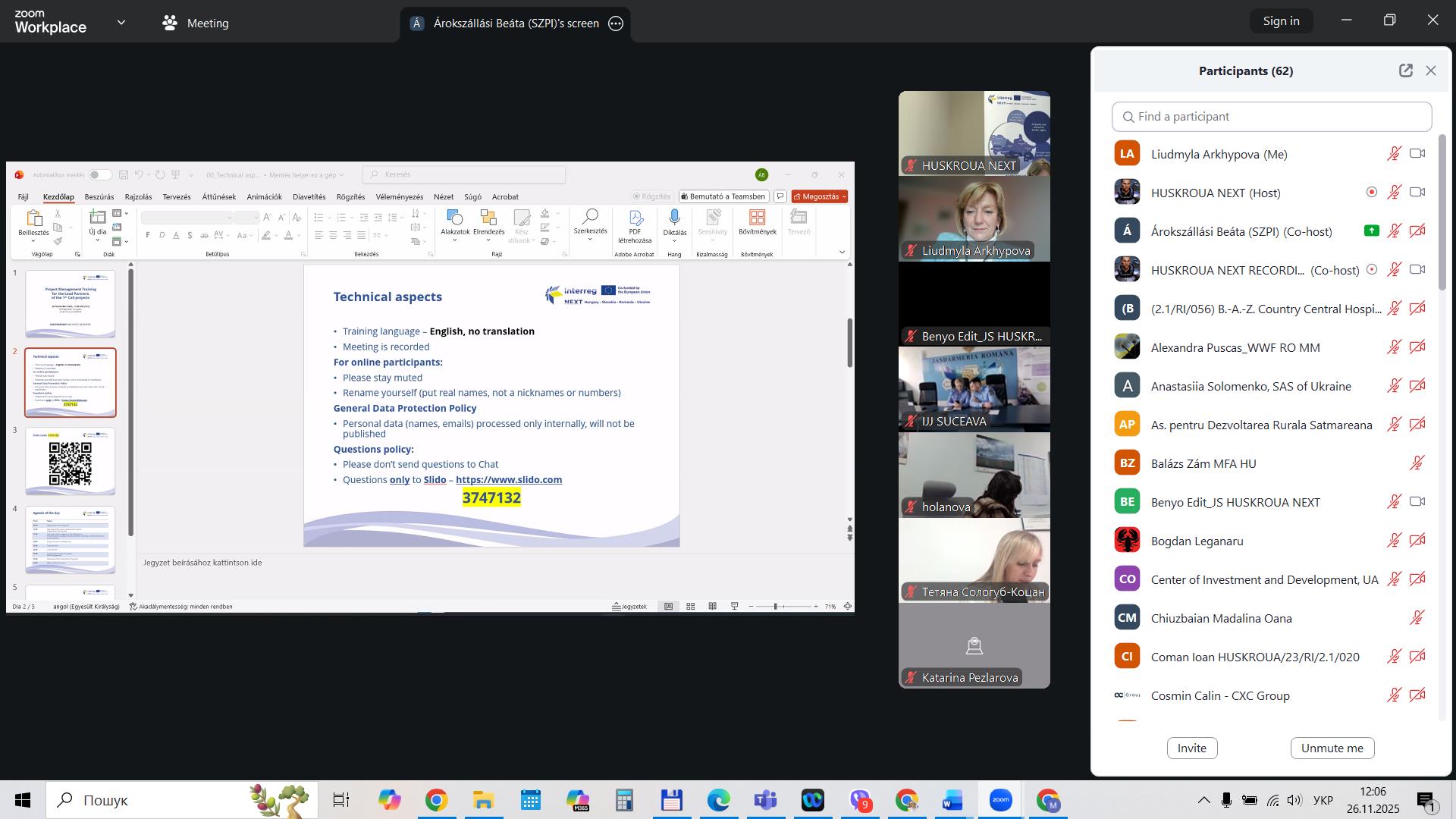 Тренінг проєктних менеджерів програми HUSKROUA