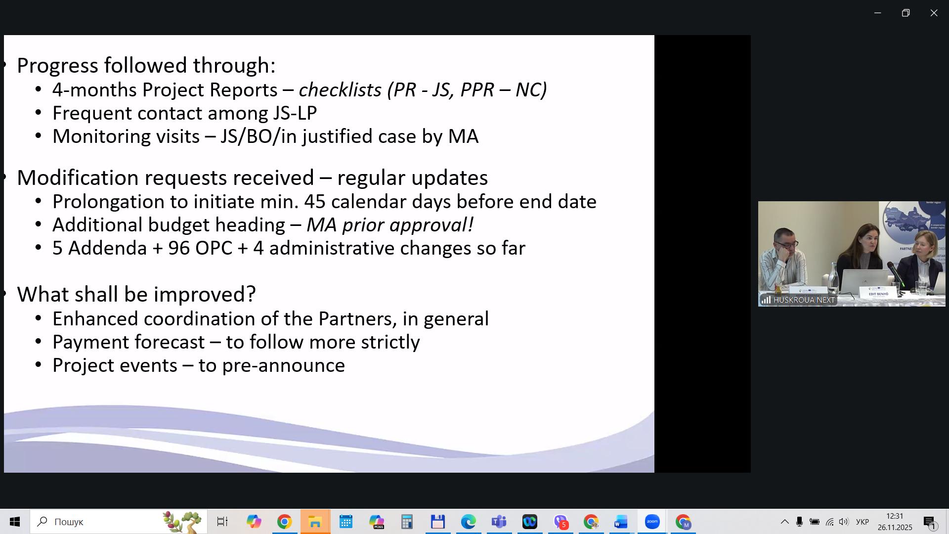 Тренінг проєктних менеджерів програми HUSKROUA