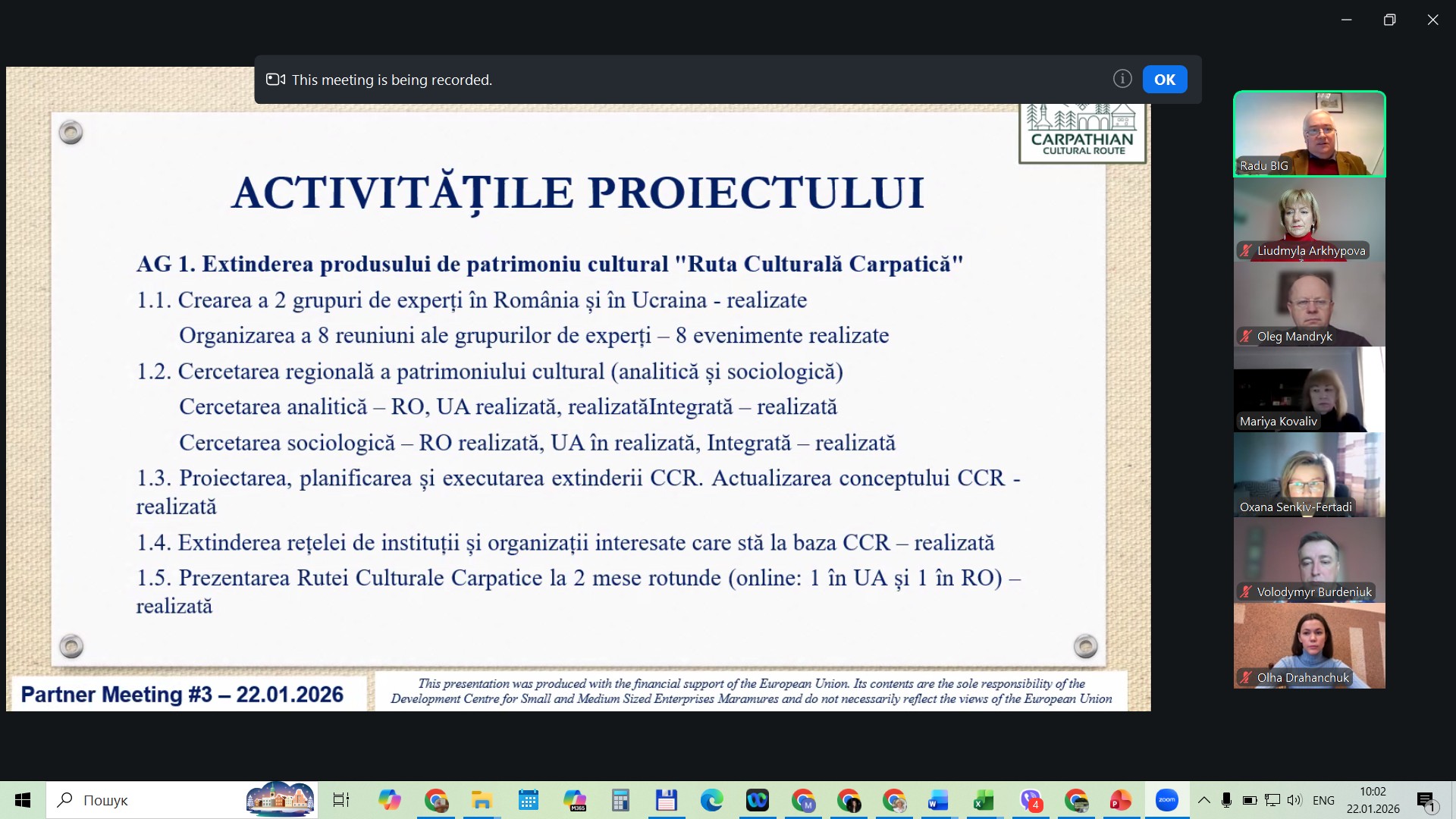 Зустріч партнерів проєкту «Покращення візуалізації спільної культурної спадщини через Карпатський культурний шлях».