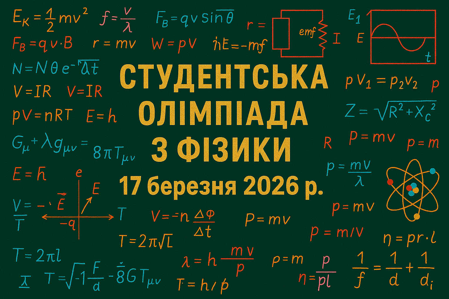 Дошка з кольоровими фізичними формулами