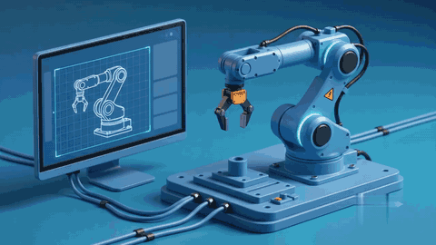 Анімований банер кафедри КМВ: робот і CAD