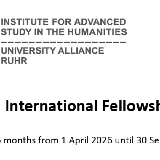 KWI International Fellowships in Essen for research fellows who have completed their PhD and have up to 6 years of post-doctoral experience