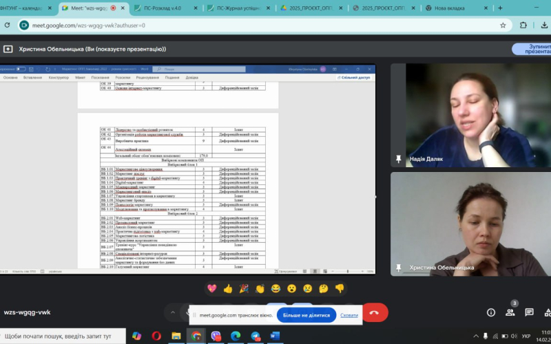 Обговорення проєктів ОП «Маркетинг» із колегами з НТУ «Дніпровська політехніка»