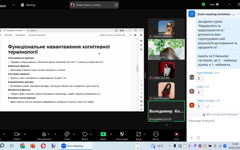 Підсумки роботи студентського наукового гуртка "Медіаосвіта та медіаграмотність"